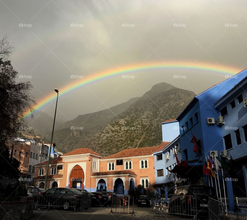 Beautiful rainbow over Chefchaouen 