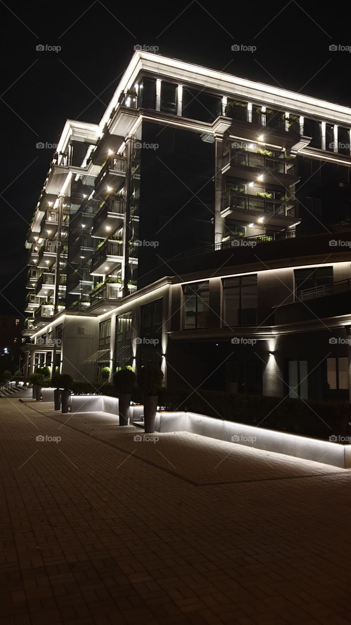 Building in Minsk at night