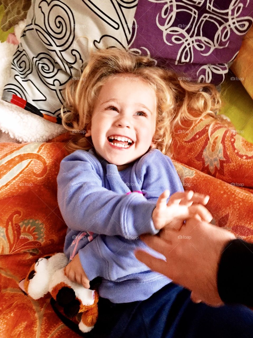 Girl playing with the person