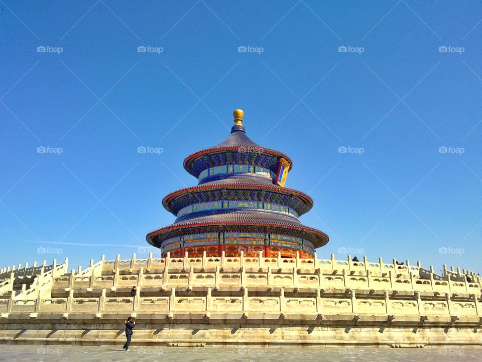 Side view of Tiantan Temple of Heaven