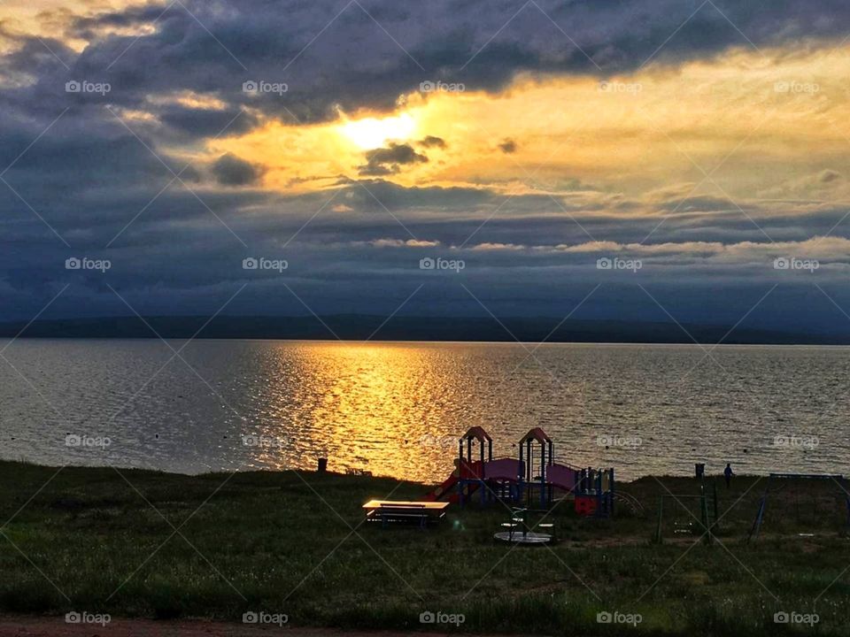 закат на озере Белё в Хакасии