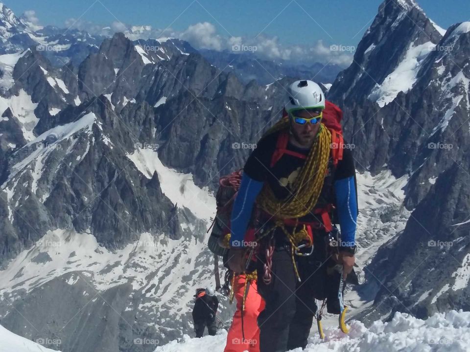 Climbing the Aiguille de midi