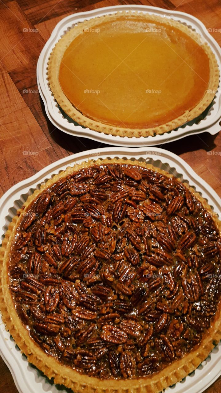 pumpkin and pecan pie, beautiful holiday desserts