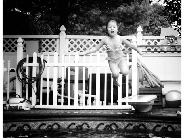 Jumping in the swimming pool 