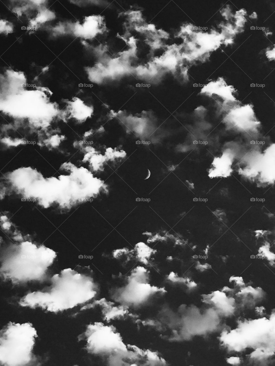 Black and white photo moon in sky