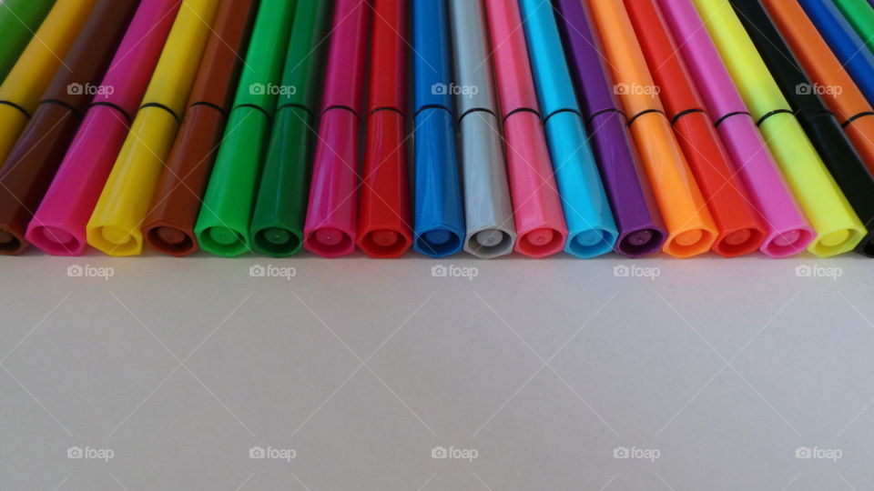 multicolor, fiber pens ,

with blank bottom copy space