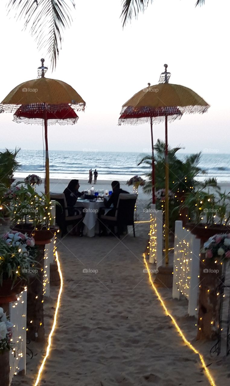 diner on the Leela Goa beach