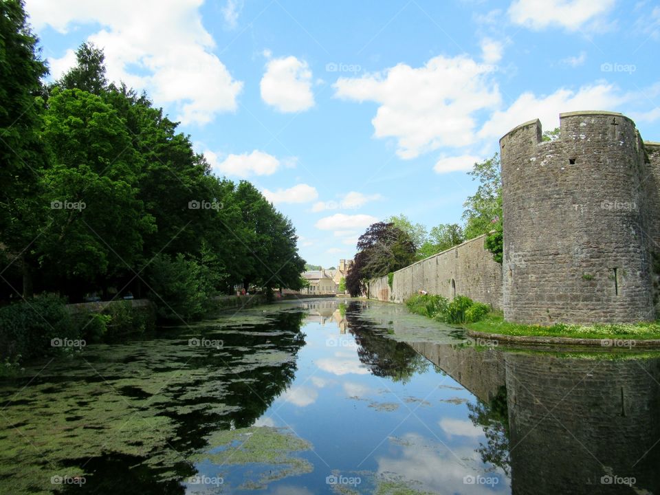 Wells moat with reflection on the water