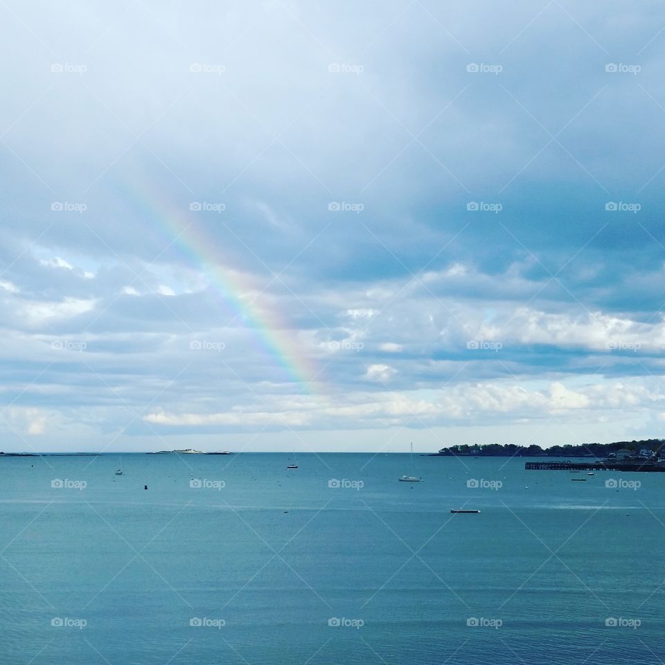 Rainbow over water