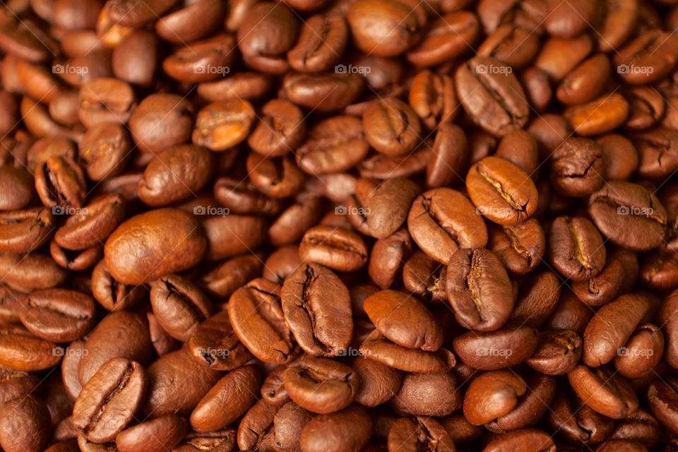 Macro of coffee beans. Home studio shoot