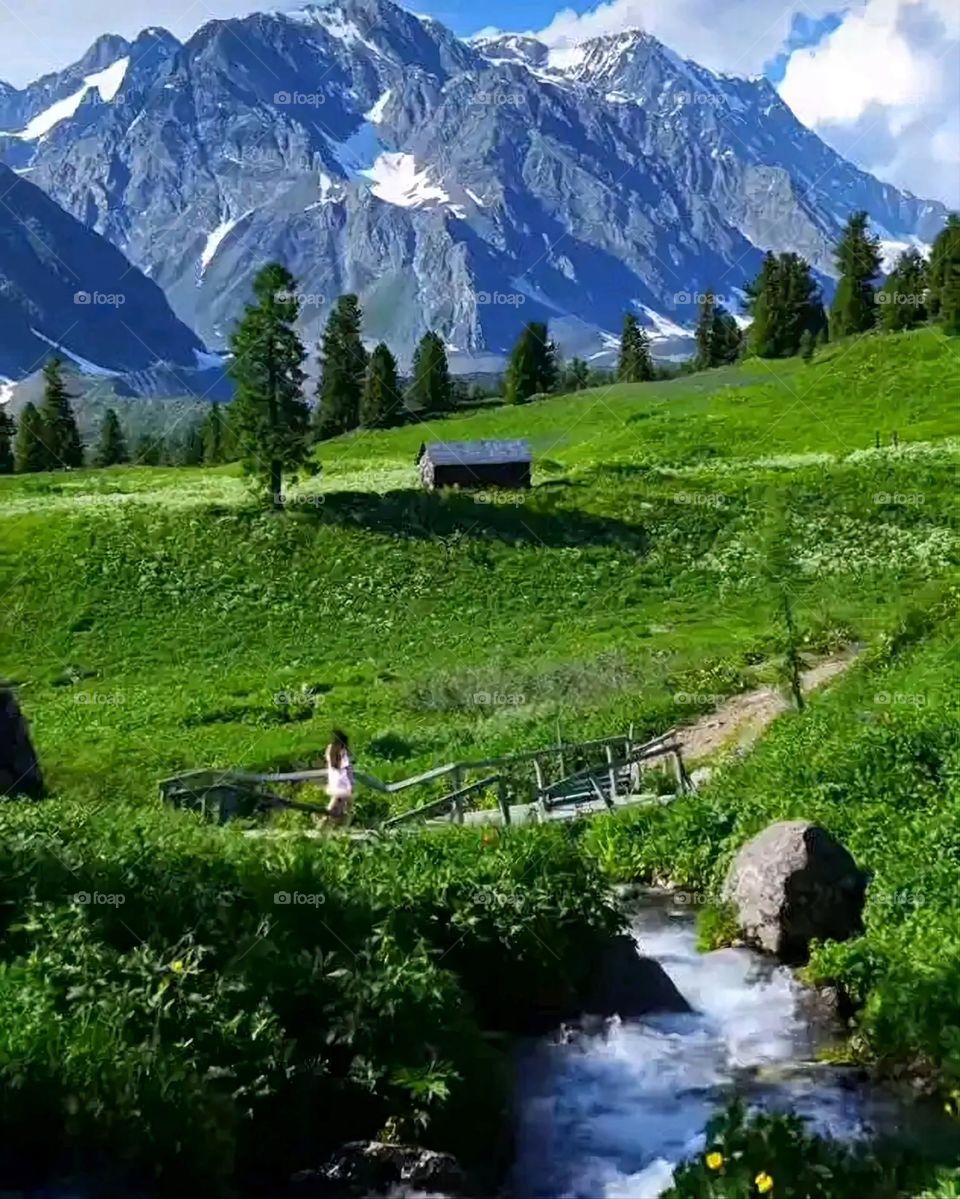 Glory be to God, the magnificent and picturesque view and the natural green trees are a view that is nothing more wonderful than it