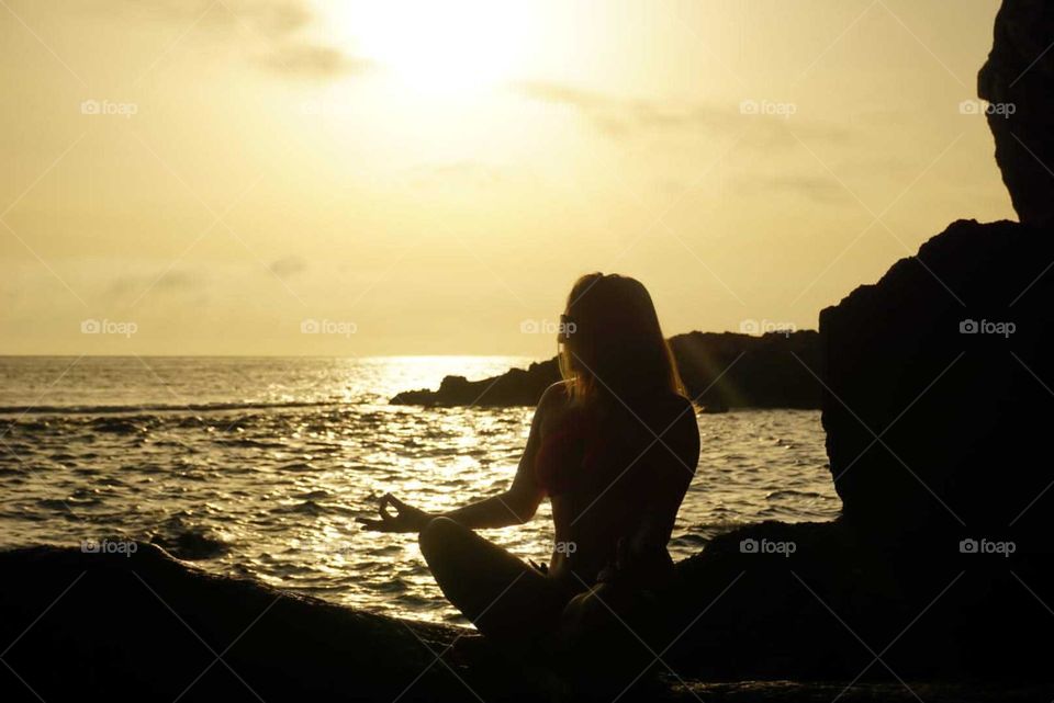 Yoga#training#sunrise#sea#human