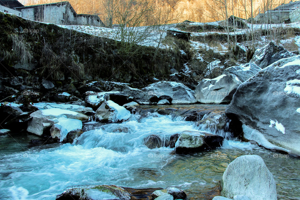 Waterfall in Sondrio City, Italy