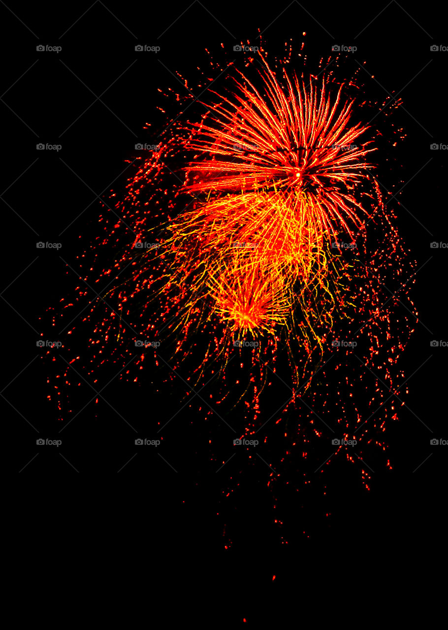 Colorful fireworks exploding in the air over the Gulf of Mexico!