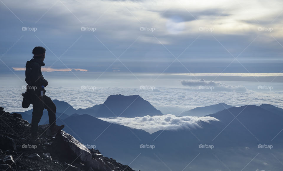 Beyond the limit above the highest mountain on the Indonesian island of Sumatera