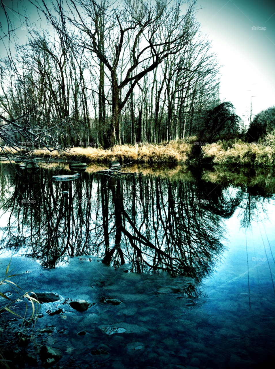 river reflection calm racine wi by doug414