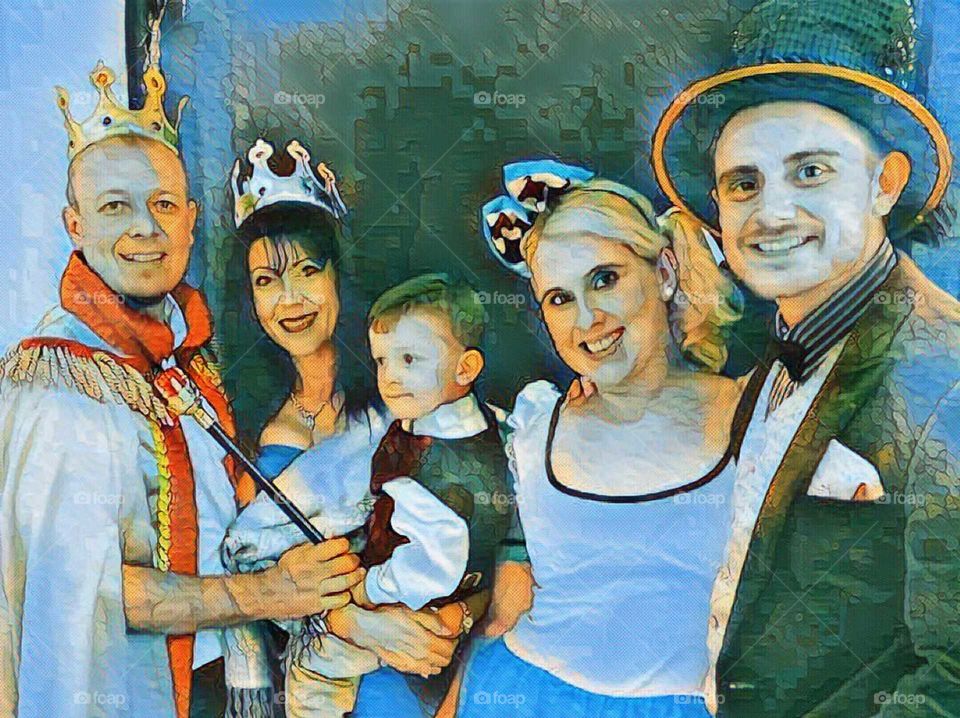 Costume parties are the best, especially if they're attended by the King, Queen, Prince, Alice in Wonderland, and the Mad Hatter.