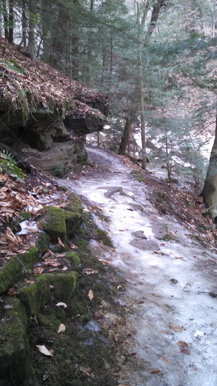 Frozen Trail. An icy hike.