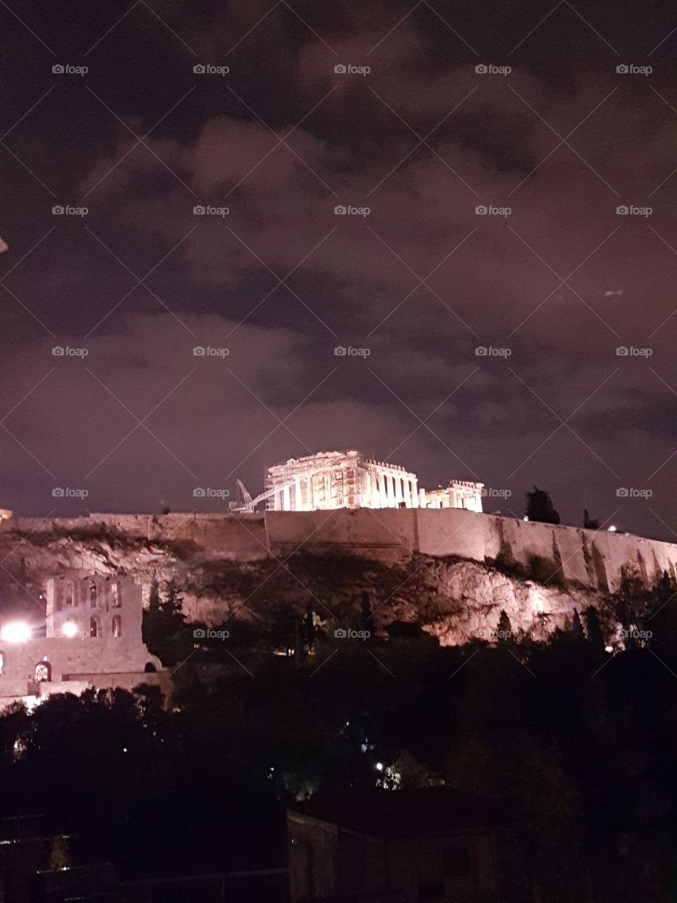 acropolis Acropolo Athena Athens by night. panoramic views