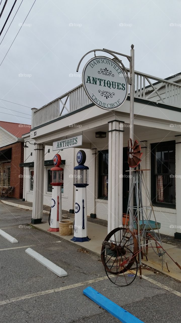 old antique store. Driving through small North Georgia town first day of spring 2015 found antique store with old gas pumps
