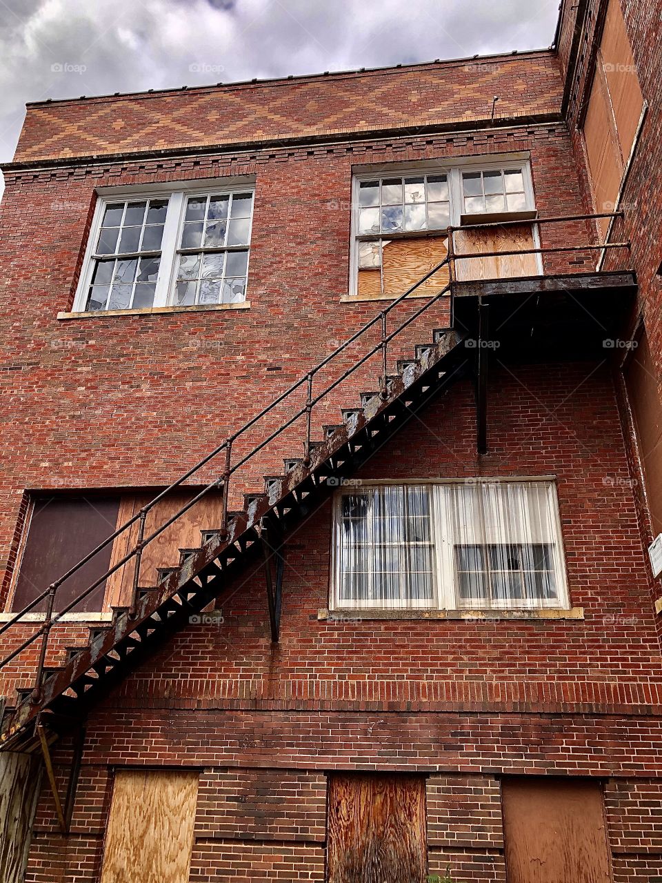 Fire Escape Stairs on an Abandoned Building 