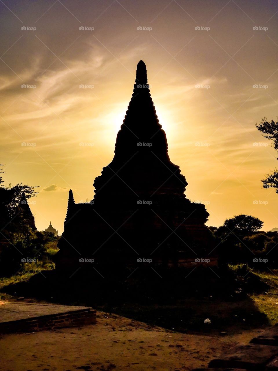 A silhouette of one of the smaller pagodas that I saw while exploring Bagan, Myanmar.