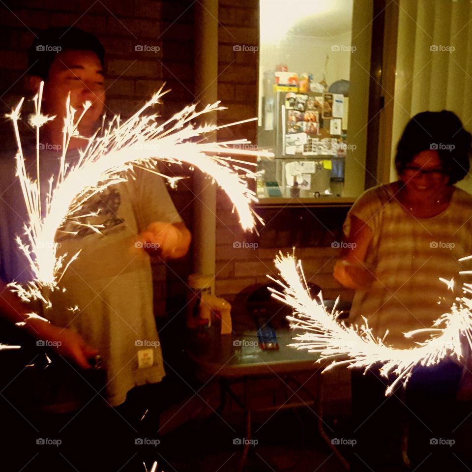 Playing with sparklers