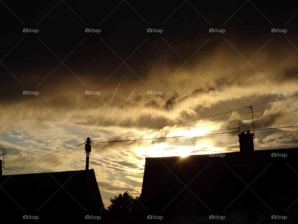 golden hour after rain. Golden hour in my neighborhood after a day of rain