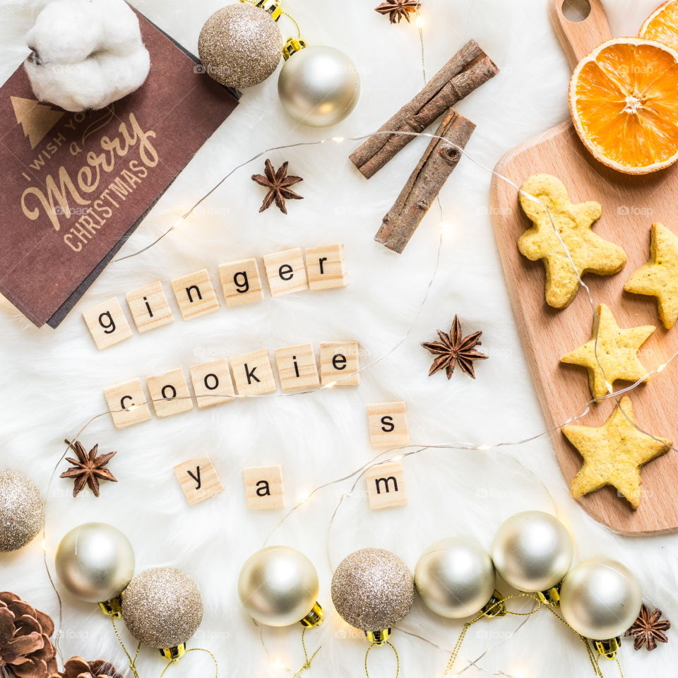 Ginger cookies flat lay