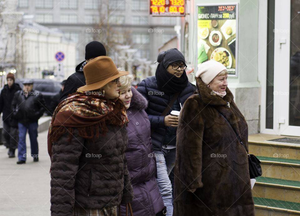 Russian women on the street , Russian fashion 