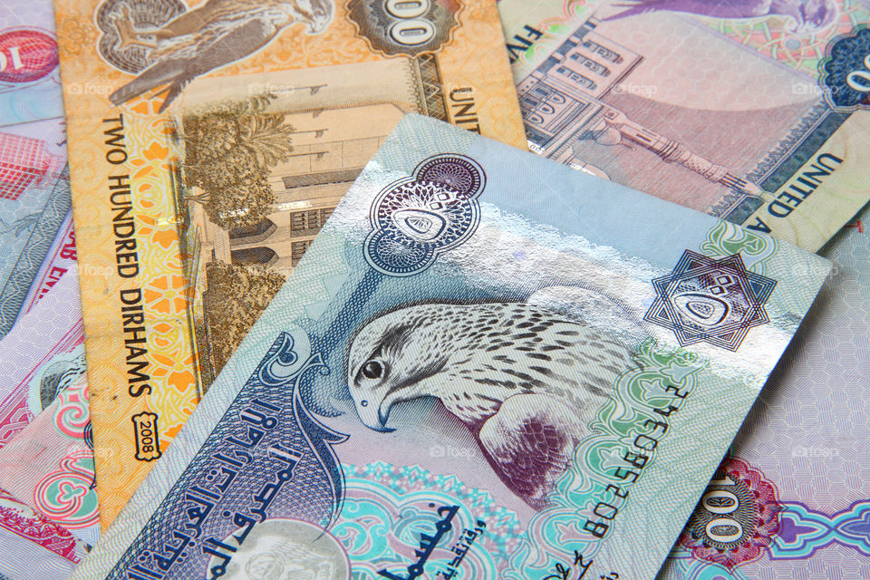 Uae United Arab Emirates dirham currency notes