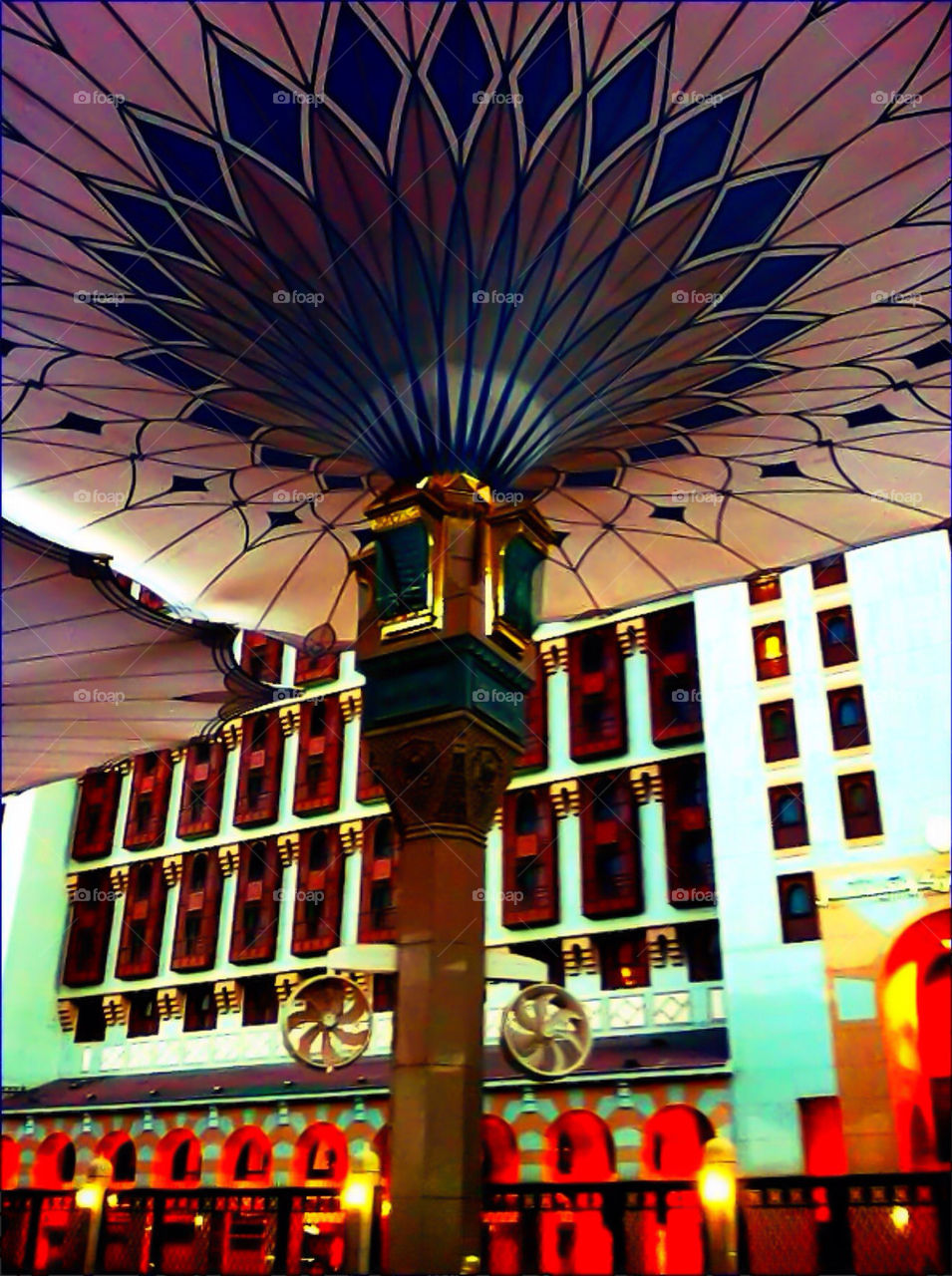 Beautiful big shades at Nabawi Mosque, Madinah