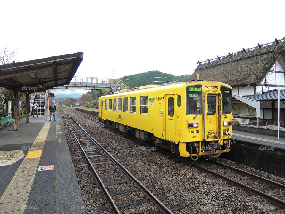 Yellow One Man Diesel Car, Kyushu Japan