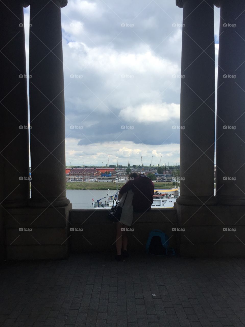 A couple on the viewing terrace in Szczecin 