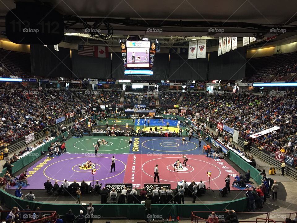 Long view of Times Union Center for NYS Wrestling Championship