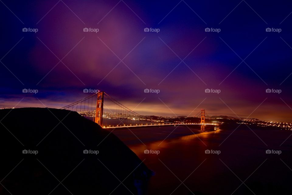 Stunning colors after sunset with the Golden Gate Bridge 