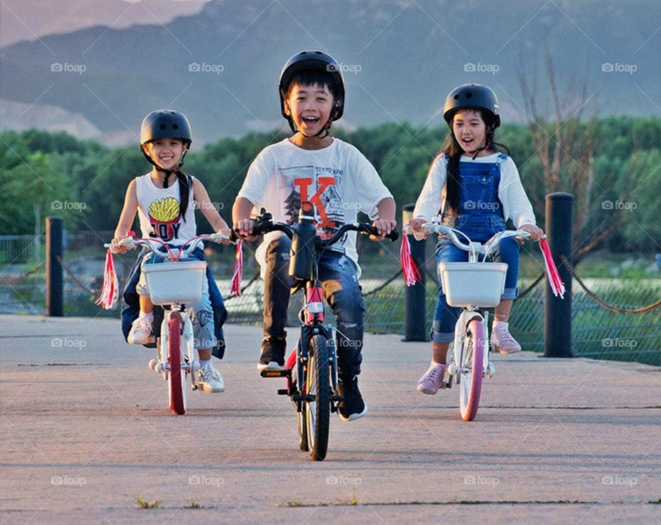 Kids Having Fun With Their Bikes