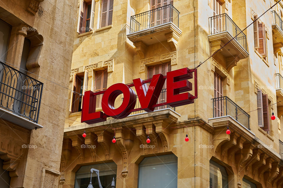 “Love” letters on the St. Valentine’s Day 