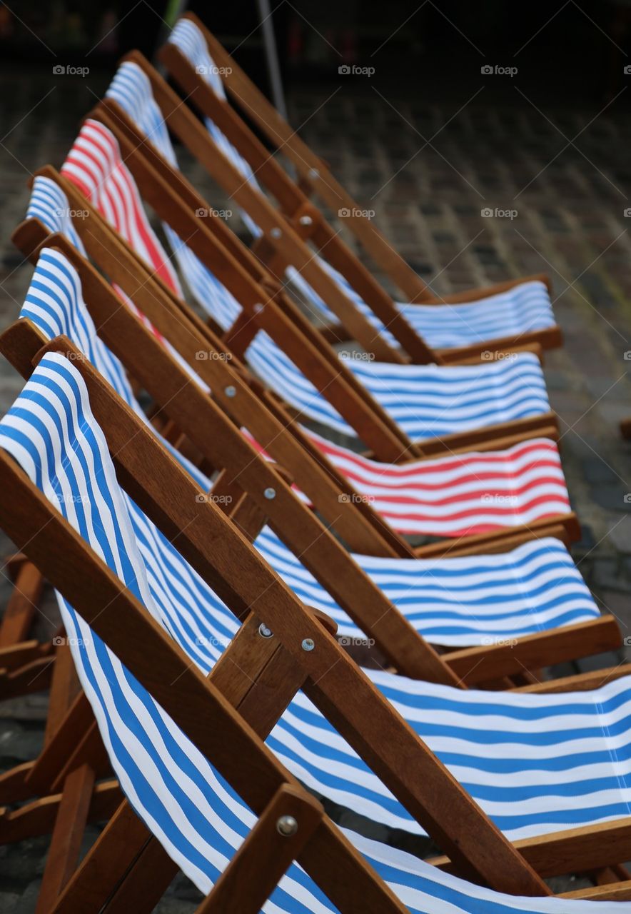 Close-up of empty chairs