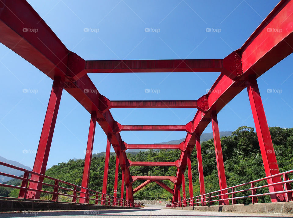 Red metallic bridge