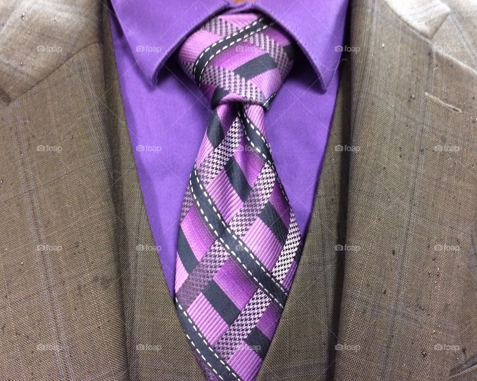 Purple shirt and tie 
