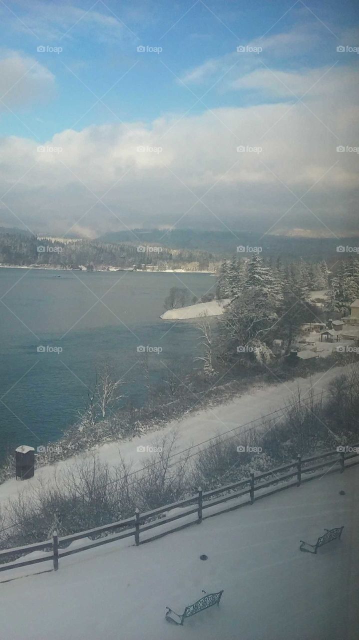 view from our hotel window -  Columbia river - looking at Washington state