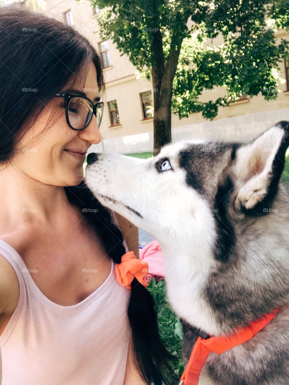 Cute photo. Girl with dog