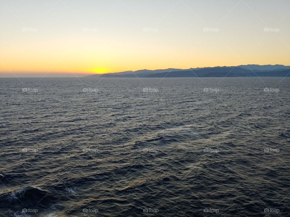 The view of the bay during sunset