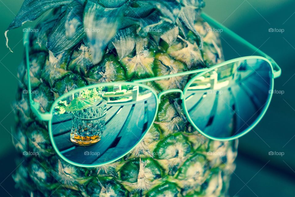 Cool pineapple with sun glasses