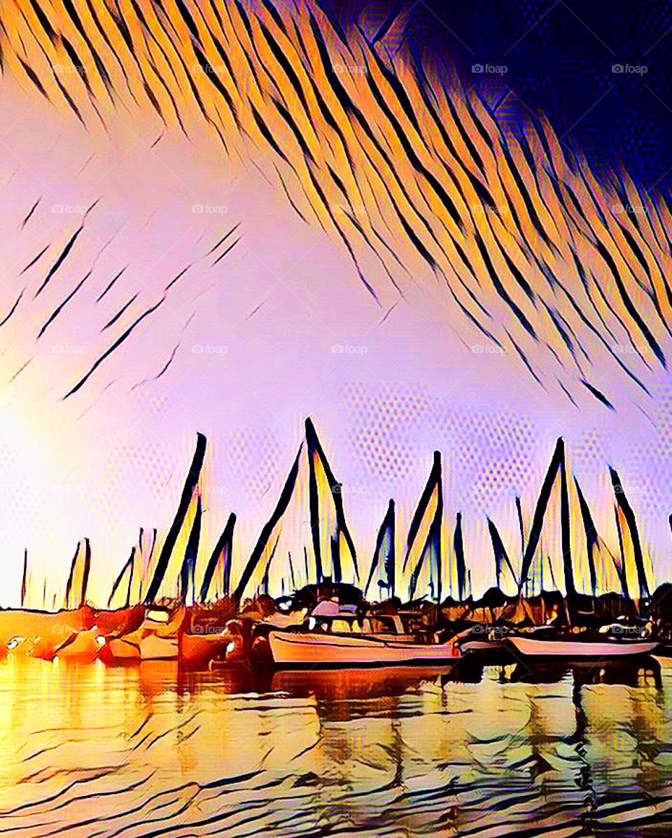 A photo I took approaching a harbour in Victoria BC, Canada. Edited to look like a cool piece of art.