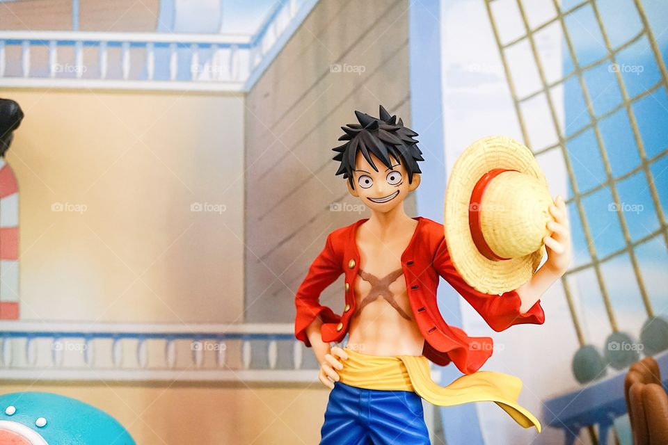 Bangkok, Thailand - February 24, 2018 : a photo of Monkey d. Luffy from famous manga and later made into animation. Luffy is the leader of a Straw hat pirate team. Editorial use only.