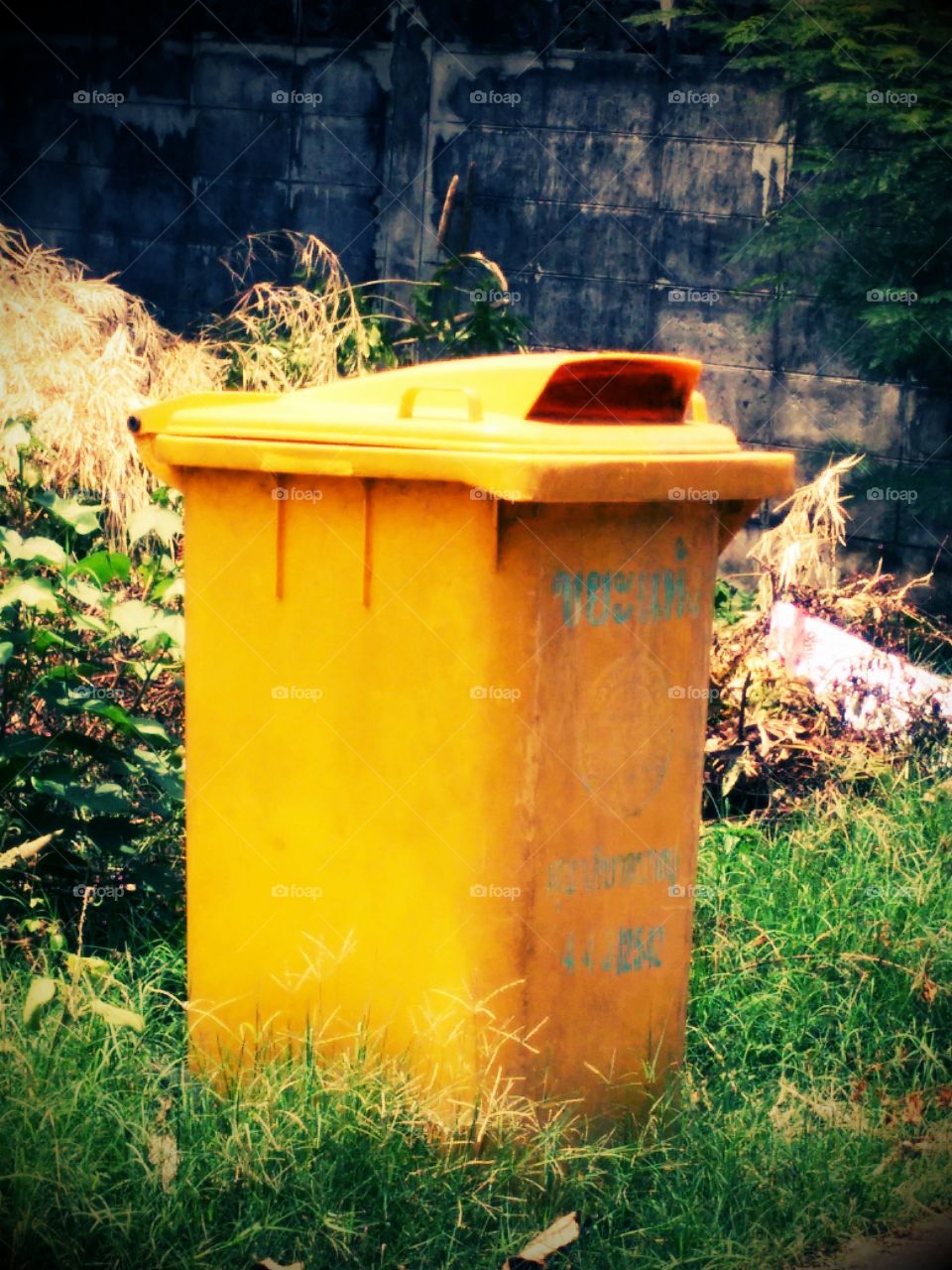 The Trashcan. The trashcan in yellow colour