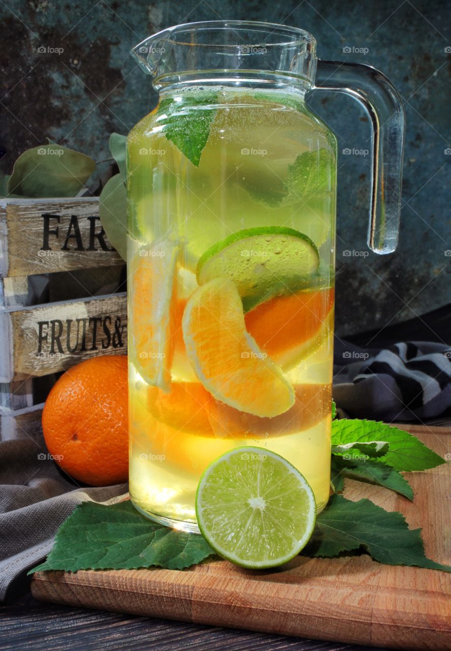 Fresh lemonade with citrus 