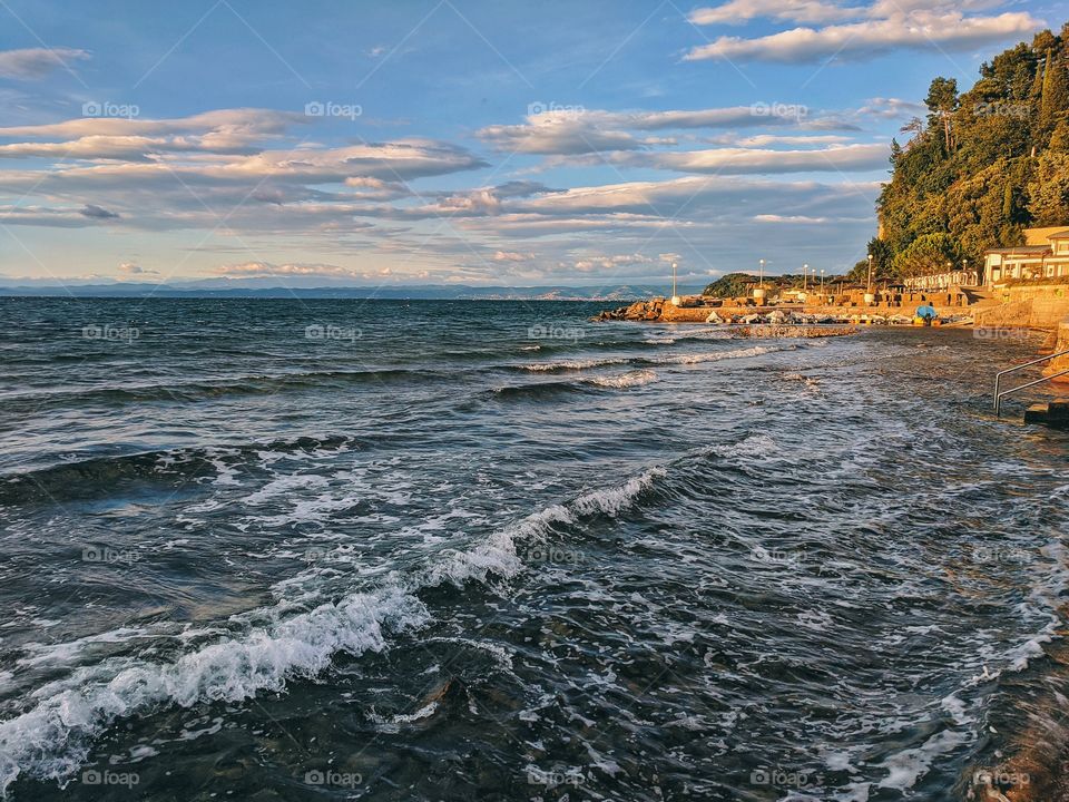 Beautiful sunset on the adriatic seaside.